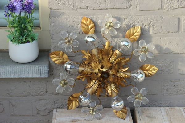 Mid century Hollywood regency MAISON BAGUES flush mount chandelier daisy flower