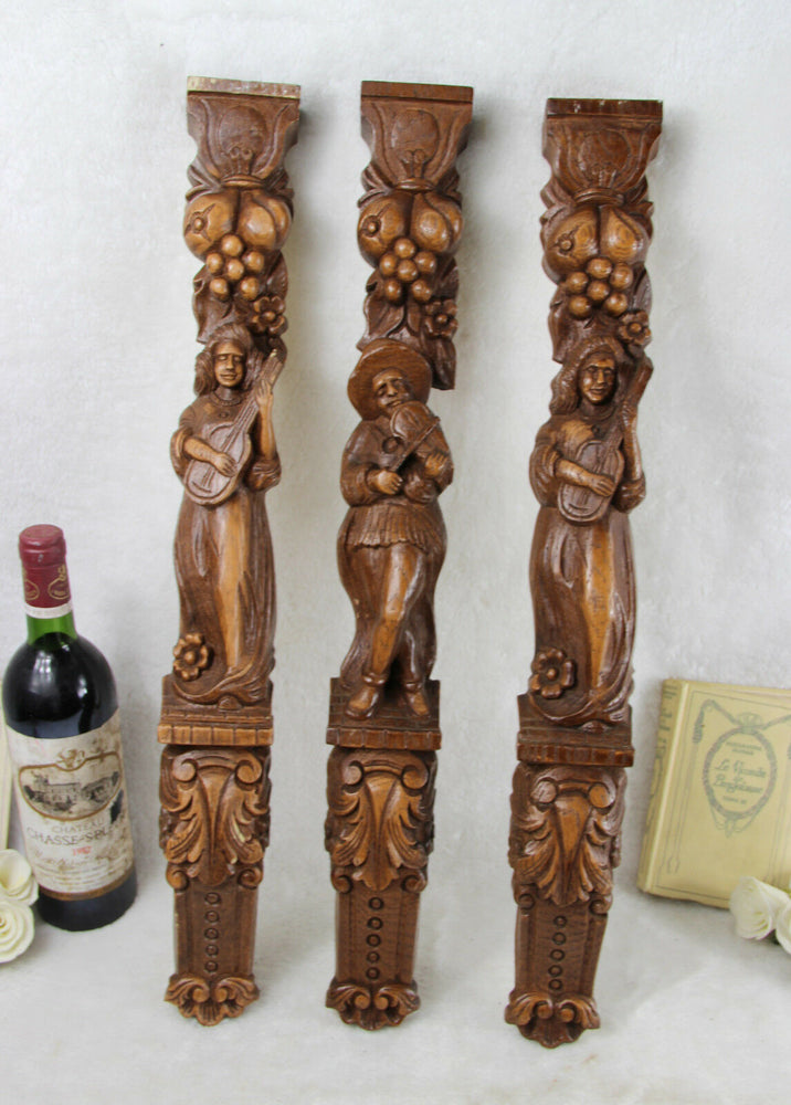 Set of 4 Cast resin wood design Wall plaques ornaments figurines music 1970