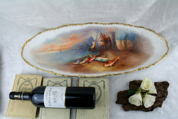 Exclusive XXL French old paris porcelain Fish porcelain plate serving tray