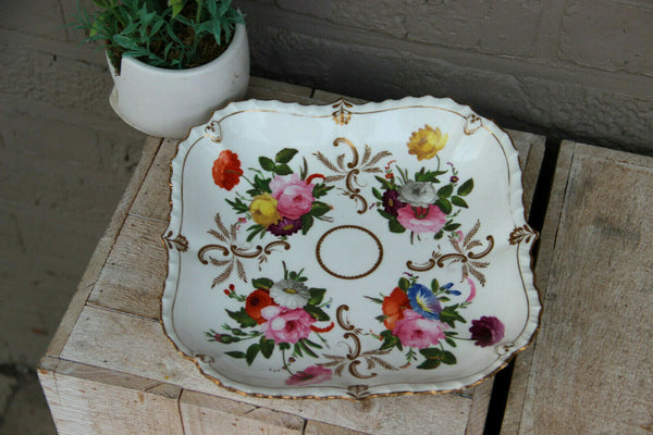 Antique French vieux paris porcelain Centerpiece plate floral decor