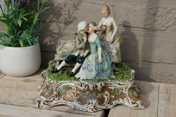 Antique German Porcelain Statue group romantic