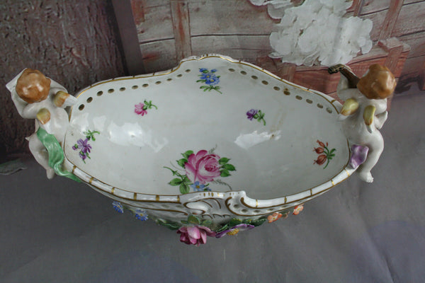 German porcelain centerpiece putti angels bowl floral schierholz plaue