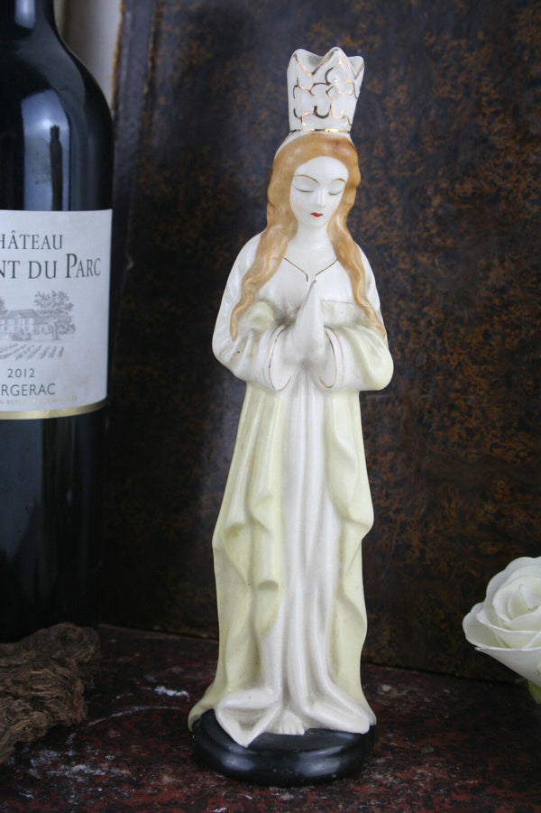 Vintage french porcelain madonna statue religious figurine 1950