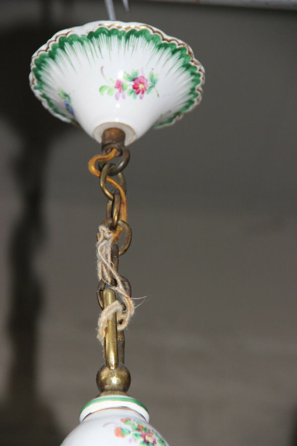 French vintage porcelain Floral chandelier 1960