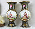 RARE!! Antique 19thC Vieux paris porcelain black fond vases aristrocat couple