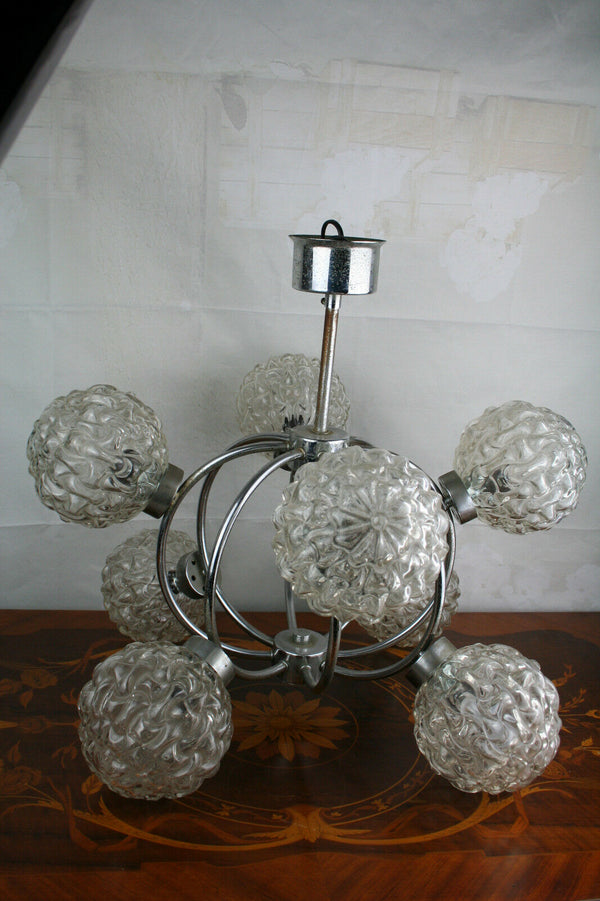 Mid century Retro 8 Glass globes Atomic sputnik chandelier lamp