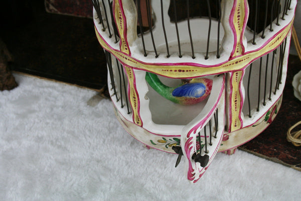 Gorgeous Strasbourg porcelain marked birdcage floral 50's with lamp rare exclusi