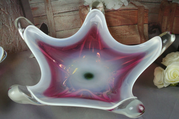 RARE pair Italian Murano art glass bowls coupe center pieces nice colours
