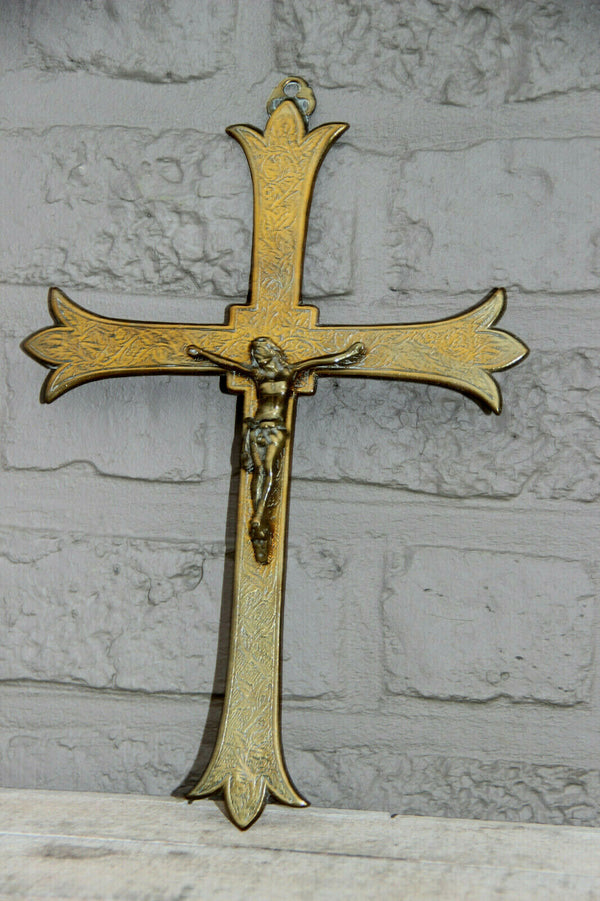 antique french religious Brass crucifix