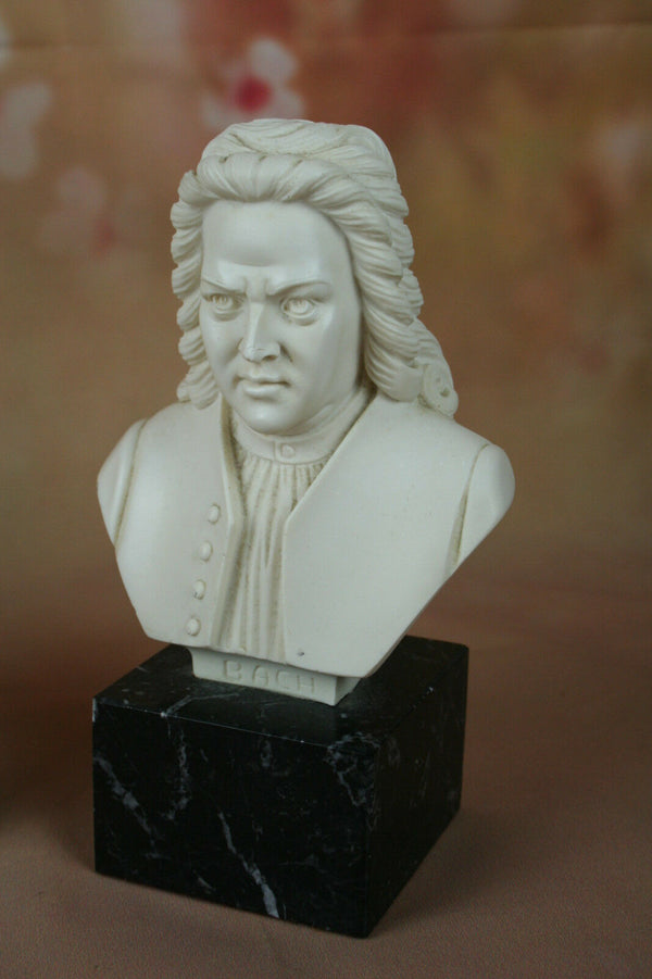 Musicians set Alabaster Resin Busts marble base bach  Wagner, Liszt,Straus