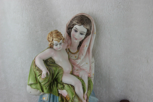 Huge Capodimonte italian porcelain MAdonna child marked 1960's