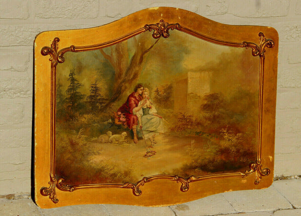 Gorgeous rare french oil panel victorian romantic painting framed 1900