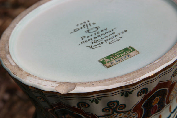 HUGE Delft pottery polychrome vase marked