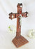 Huge French antique tramp art cigar box wood crucifix cross religious