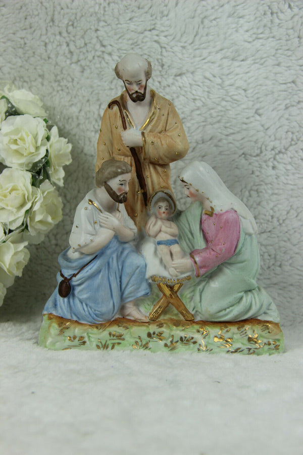 Antique German porcelain nativity holy family Jesus religious statue group