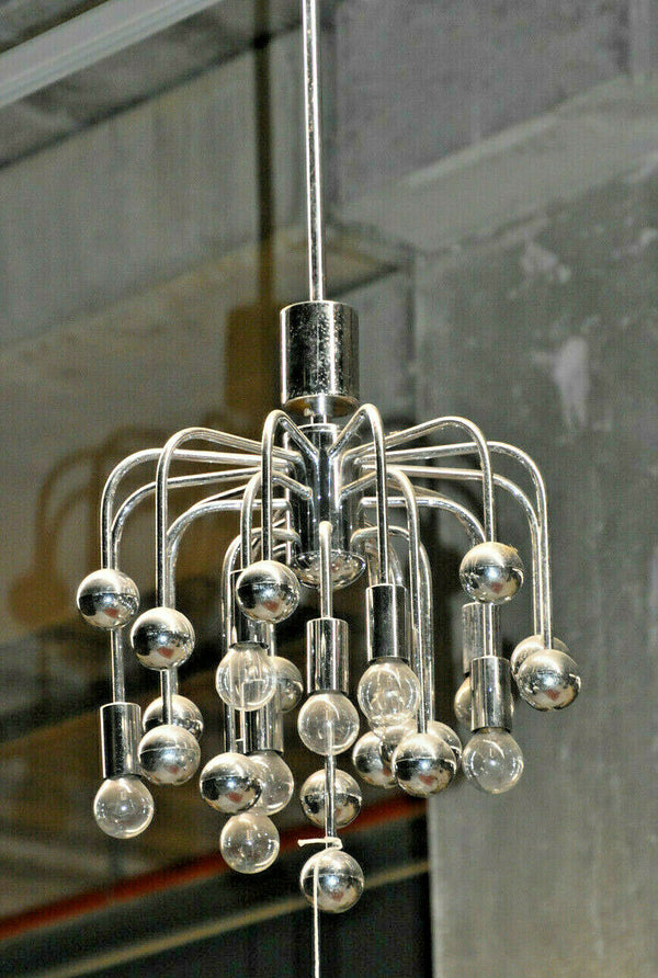 Mid century Retro Sputnik atomic chrome metal sciolari chandelier 1970 9 lights