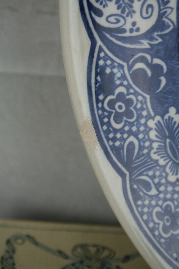 Large Delft Blue white Pottery Dutch plate marked porcelain chemkefa