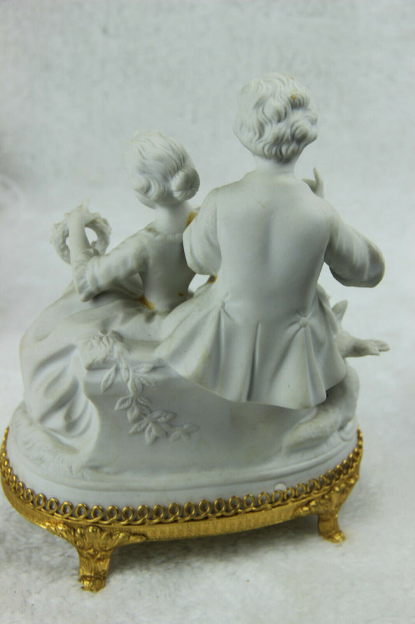 German Unterweissbach Bisque porcelain group romantic couple sheep statue