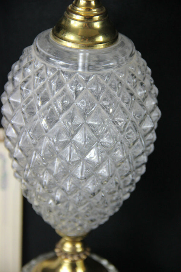 Mid century Pineapple Glass Cut table desk lamp attr. maison jansen 60's