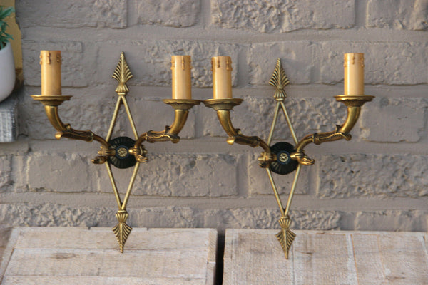 PAIR French empire Bronze swan arms wall lights sconces