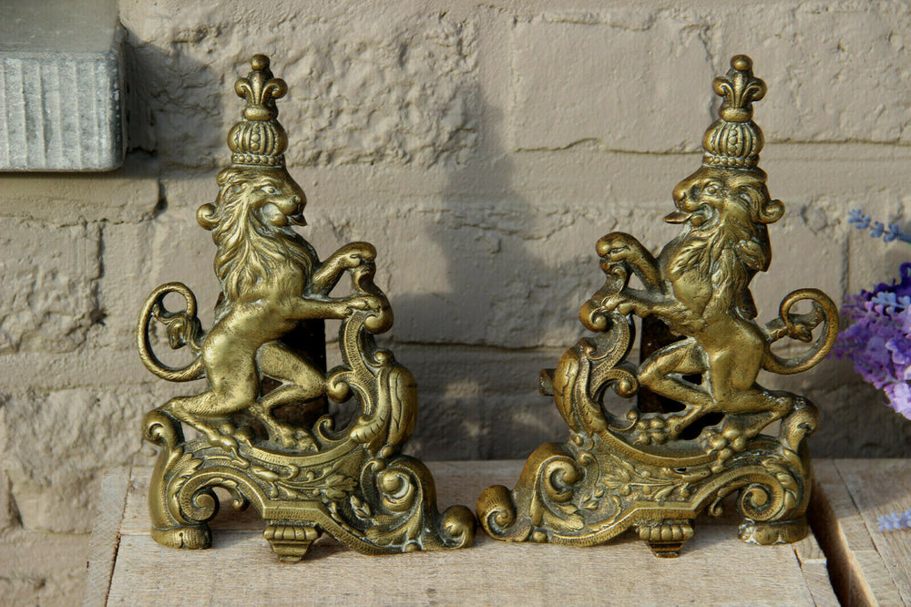 Antique French Hand Engraved Bronze Brass Fireplace Screen Chateau