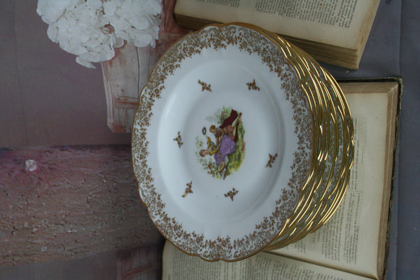 11x French Porcelain dinnerware set Limoges Plates dinner marked