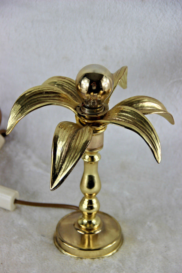 Vintage Mid century 70s Brass Flower Table lamp Retro MASSIVE
