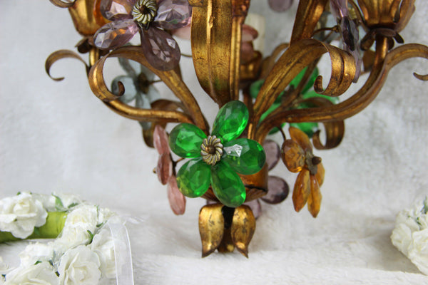 Hollywood regency Mid century 1950 MAison bagues daisy flower glass chandelier