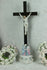 Antique Religious vieux paris  porcelain Crucifix Cross christ magdalena mary