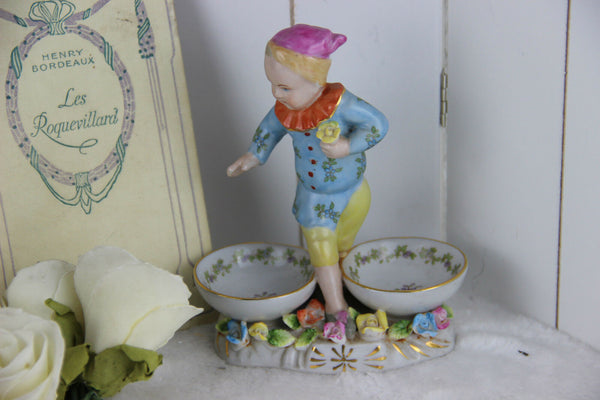 Vintage porcelain Salt pepper sugar set figurine floral decor 1970's