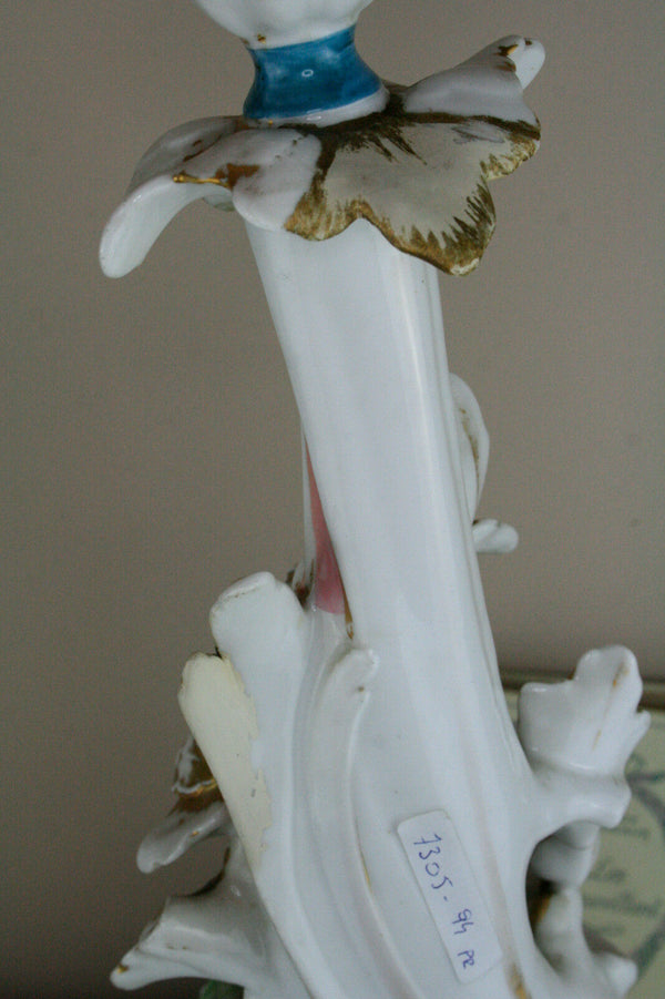 Antique Pair  French  porcelain hunt dog vases candle holder attr. jacob petit
