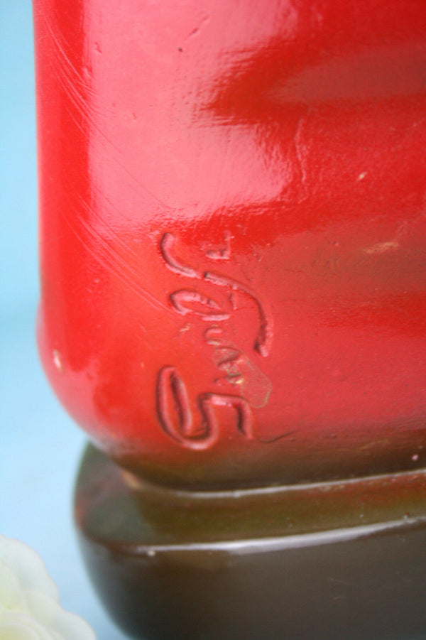 Antique plaster chalkware sacred heart Jesus christ Buste signed 1920's