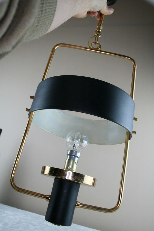 Mid century 1970's Philips Kalff Z lamp style Chandelier pendant black gold rare