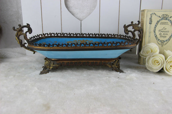 Antique French 1925 Centerpiece coupe table in sevres porcelain hand paint