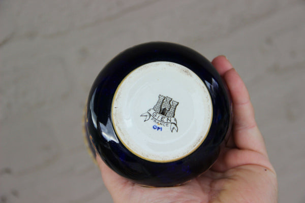 French GIEN marked porcelain mythological faun putti scene Vase