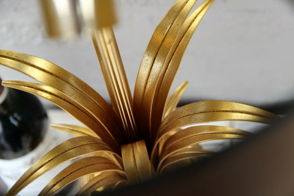 Mid century Hollywood regency Maison jansen leaves table lamp metal gold gilt