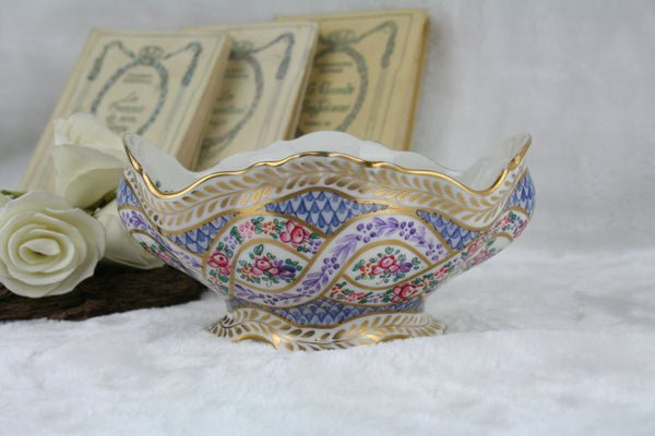 French Porcelain de paris Floral porcelain center piece bowl 1950 samson