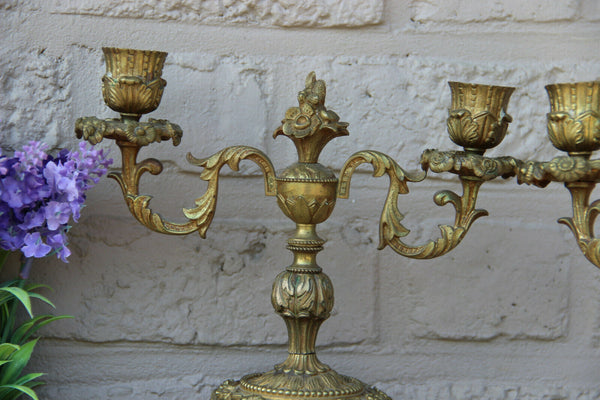 PAIR antique bronze candlesticks candle holders