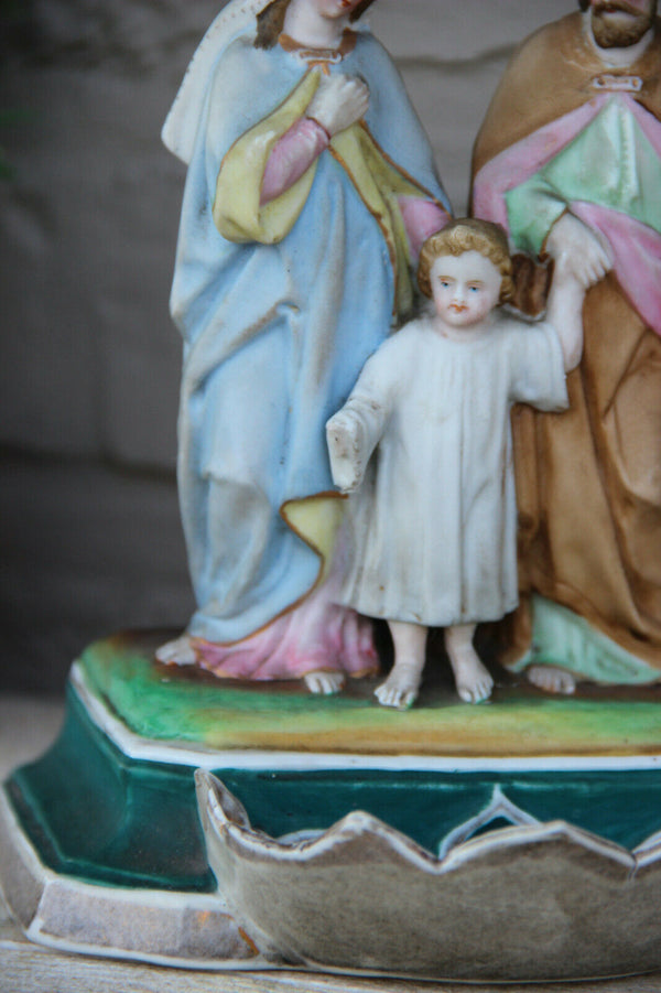 Antique French paris porcelain soft pastel colour holy family font religious