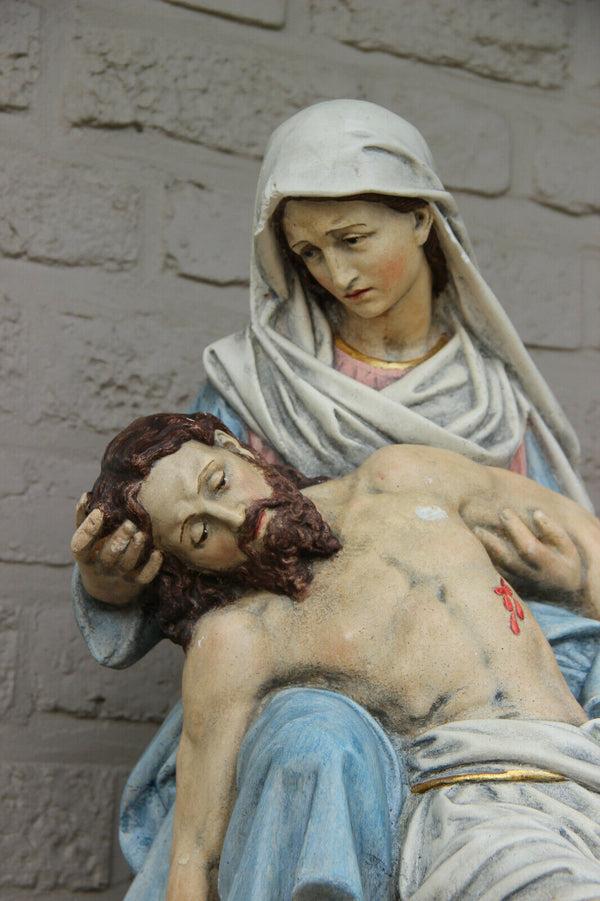 Rare Large heavy 65 lb church Religious chalkware  pieta Christ mary Statue