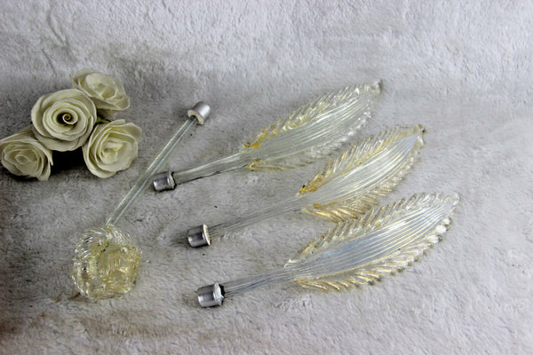 Set of 4 Murano Venetian glass replacement part flowers leaves wall light sconce