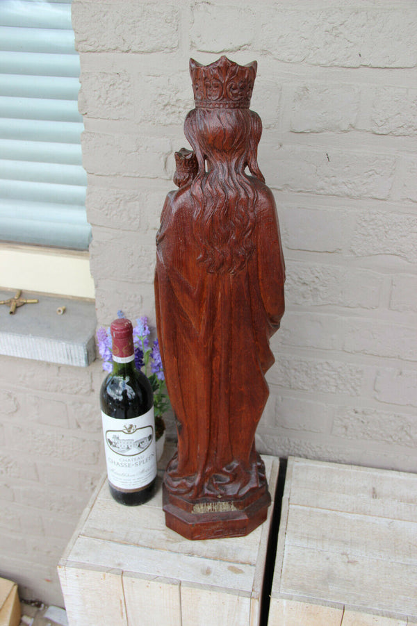 XL Church Wood carved Our lady of Tongeren Grapes Madonna wood carved statue