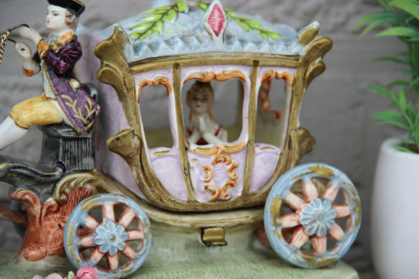 Large German porcelain carriage coach princess 4 horses Statue group