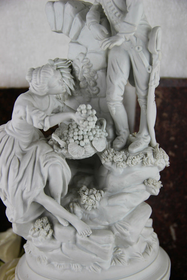 TOP XL capodimonte porcelain Bisque Statue group romantic marked italy 1920's