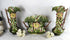 Huge Antique 1900 art nouveau barbotine MAjolica Vases planter set relief floral