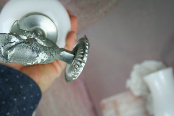 PAIR French empire fish dolphin wall lights sconces silver patina