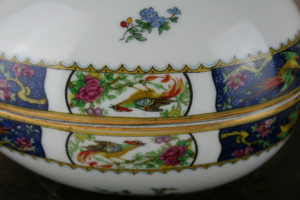 A large Easter Egg lidded box in Limoges marked porcelain with birds floral