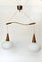 Mid century Retro Louis KALFF Teak wood pendant chandelier 2 opaline glass globe