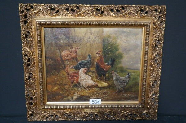 Top listed Henry Schouten oil canvas chicken rooster animal painting framed