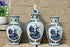 Set 3 Vintage DELFT blue white pottery Mill landscape dutch Vases mantel